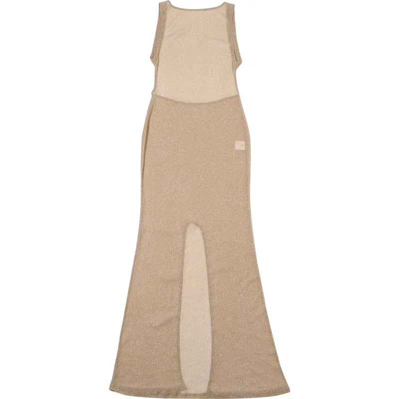 See Through Glitter Backless Dress l