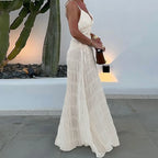V Neck Maxi Dress With Empire Waist Elegant Sleeveless Gown