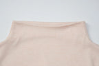Turtleneck Crop Tank With Slit And Button Details