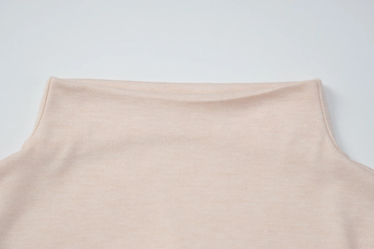 Turtleneck Crop Tank With Slit And Button Details