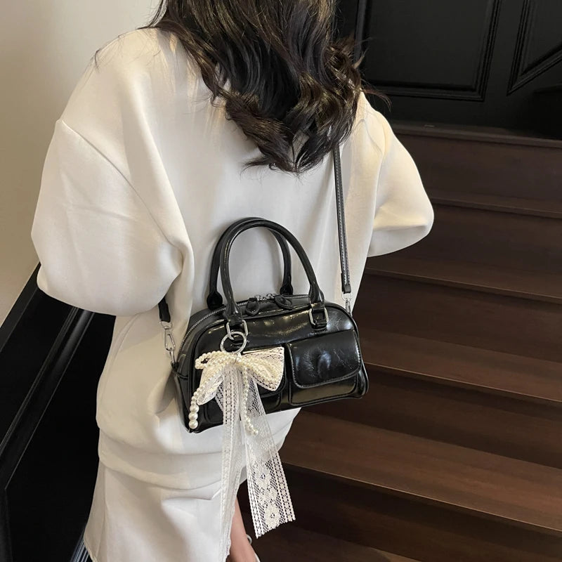 Minimalist PU Leather Crossbody With Pocket Design For Women Mini Square Shoulder Style