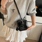 Mini Box PU Leather Crossbody Bag With Short Handle Phone Friendly Compact