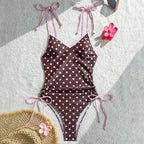 Dot Print two piece Bikini Set With Halter Neck Spaghetti Straps