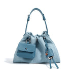 Denim Pouch Handbag With Wallet Long Strap Shoulder Bag
