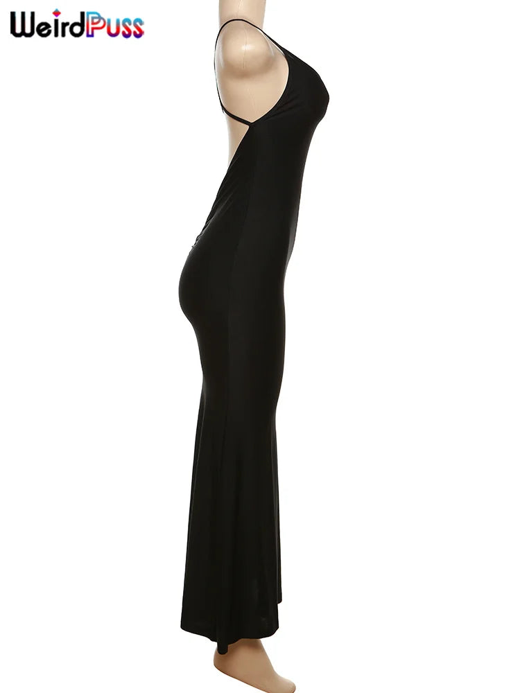 Coquette Backless V-Neck Evening Maxi Dress With Mermaid Silhouette