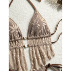 Hollow Out Tankini Halter Bikini Padded Two-pieces Bikini set