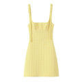 Gingham Bow Mini Dress With Square Neck High Waist Bodycon