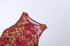 Leopard Print Mesh Patchwork Dress With Ring Details