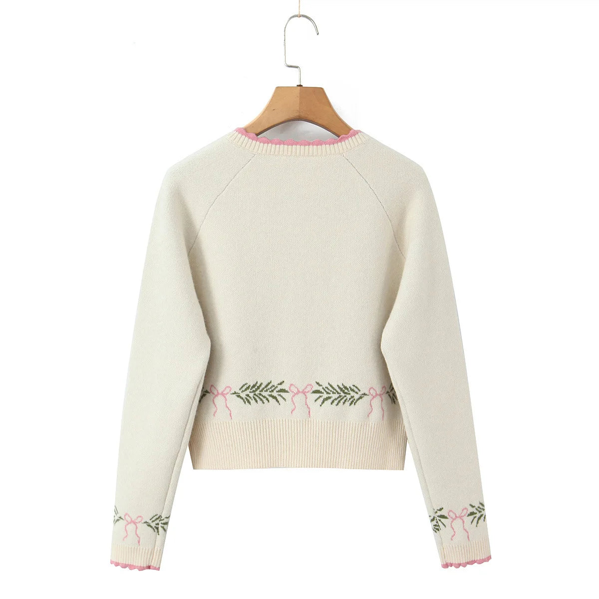 Women Sweater Cardigan Lovely Short Embroidered Sweaters O Neck Knitted Jumpers