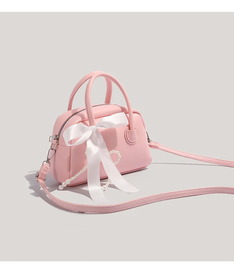 Bowknot PU Leather Crossbody Bag For Women Harajuku Style
