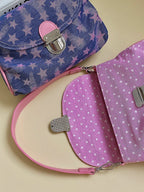 Contrast Color Star Print Crossbody Bag for Women Lightweight Shoulder Purse With Buckle