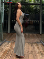 Coquette Backless V-Neck Evening Maxi Dress With Mermaid Silhouette