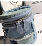 Denim Tassel Cylinder Bag For Women With Shoulder Messenger Style