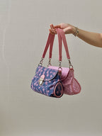 Contrast Color Star Print Crossbody Bag for Women Lightweight Shoulder Purse With Buckle