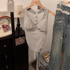 Y2K Halter Neck Backless Crop Tank Top