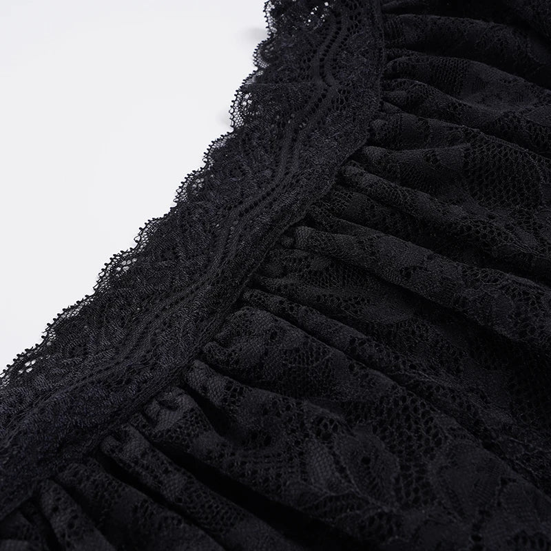 Lace A-Line Mini Skirt With Built-In Shorts Sleek Low-Waisted