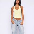 Floral Print Y2K Sleeveless Crop Camisole Top With Round Neck