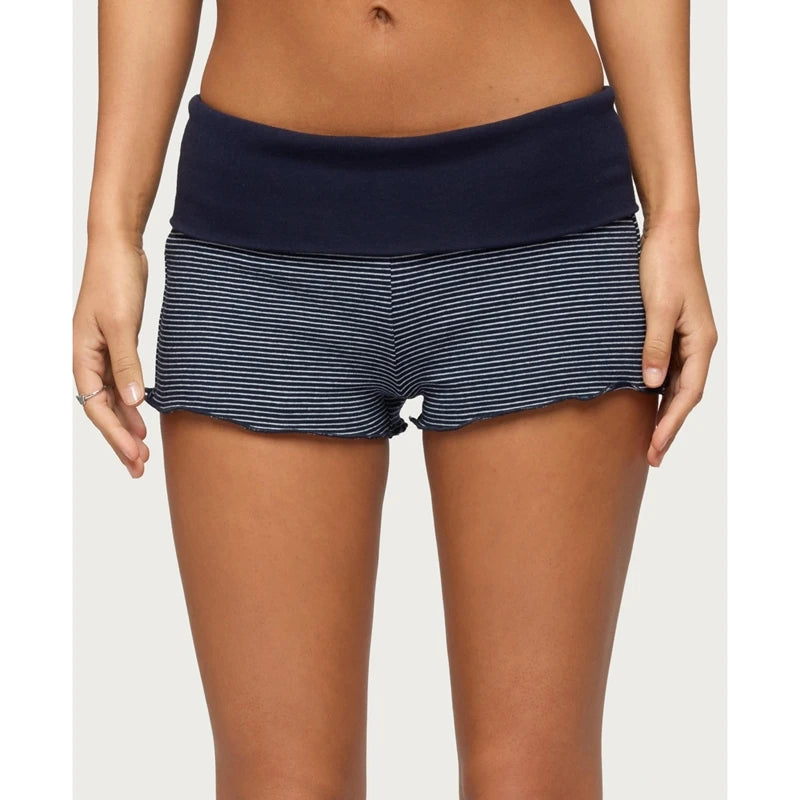 Fold Over Lounge Shorts For Women Elastic Waist Soft Comfort With Y2K Vibe