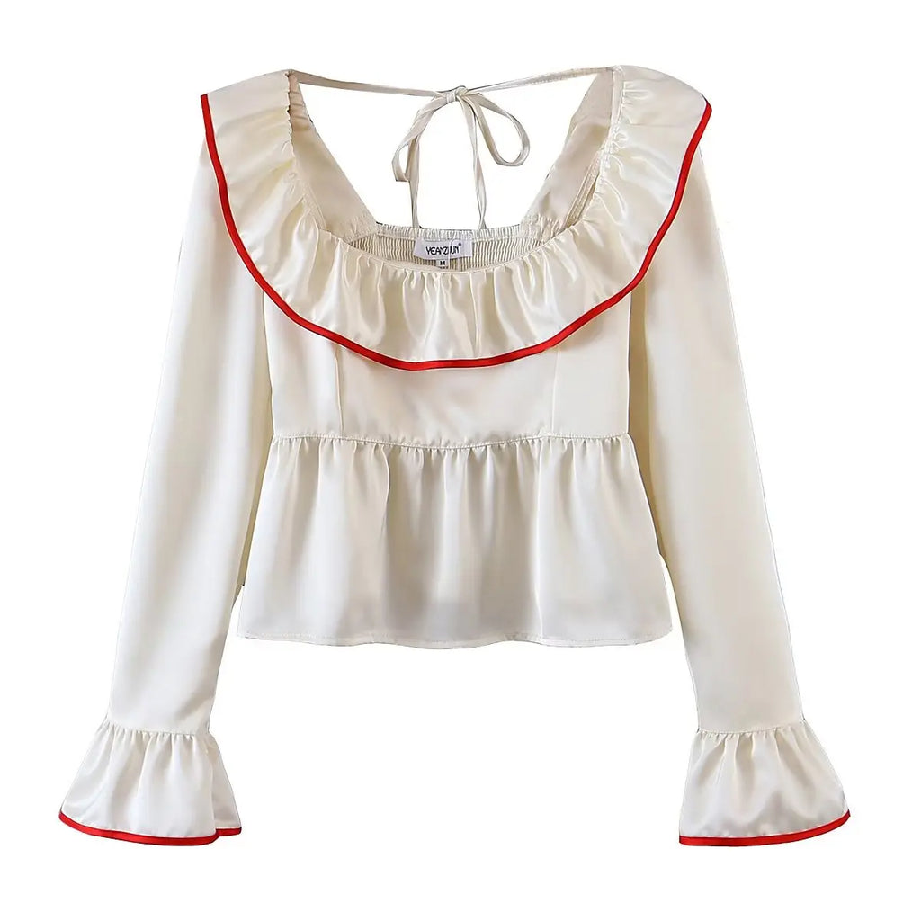 Soft Ruffle Blouse With Long Sleeves