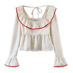 Soft Ruffle Blouse With Long Sleeves