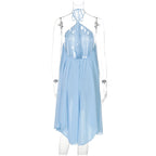 Halter Ruffles Dress Strapless Sleeveless Backless