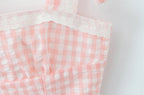 Women New Fashion Sweet Plaid Chic Lace Patchwork French Square Collar Backless Top