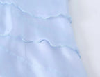 Dreamy Light Blue Halter Backless Mini Dress With Tiered Ruffle Accents