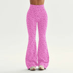 Leopard Print High Waist Bell Bottom Yoga Leggings For Women With Soft Stretch