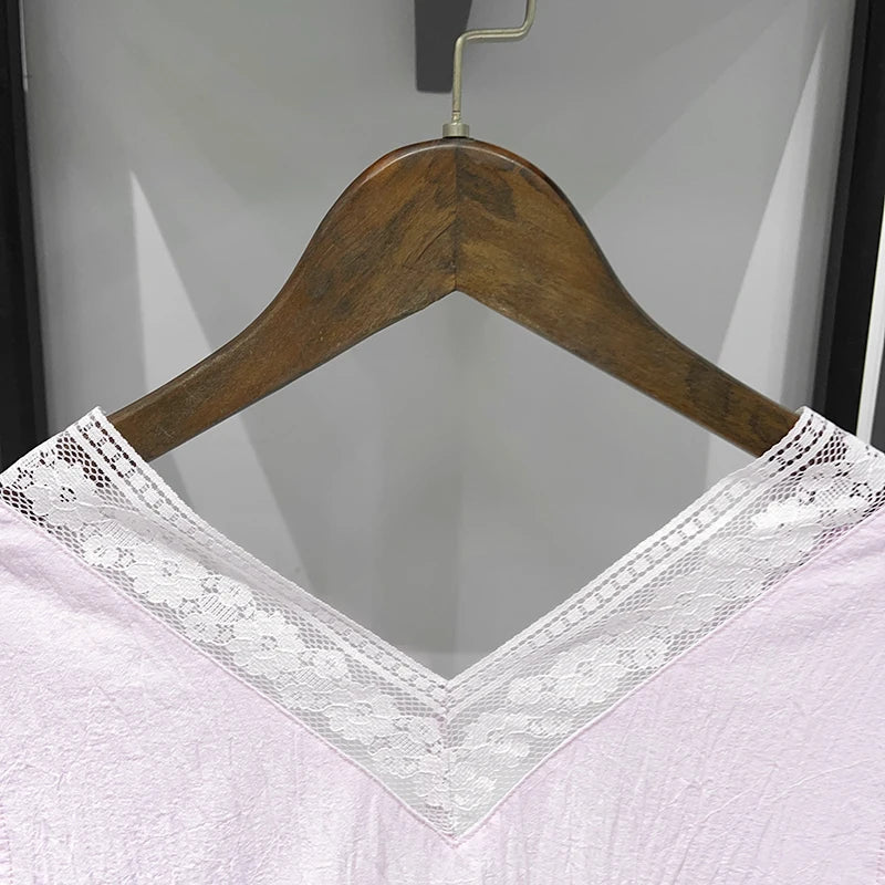 Sweet Lace V Neck Blouse With Ruffles And Flutter Sleeves