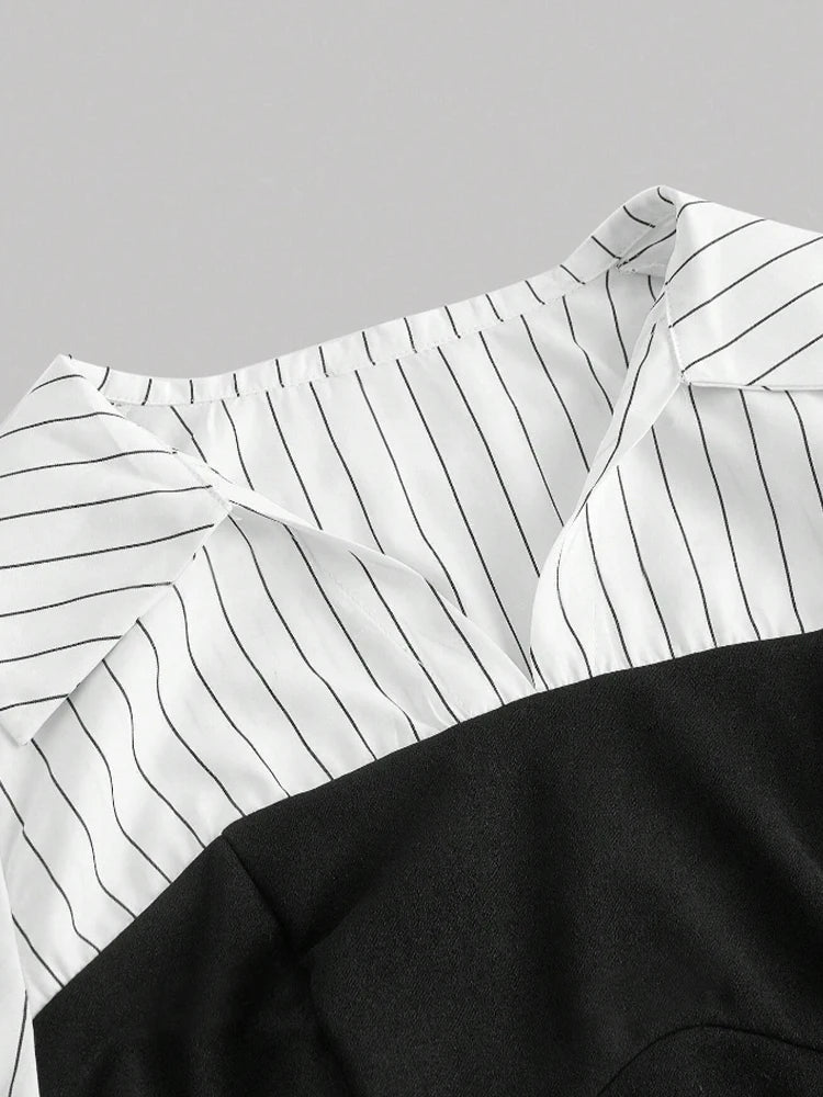 Elegant Striped Spliced Shirt