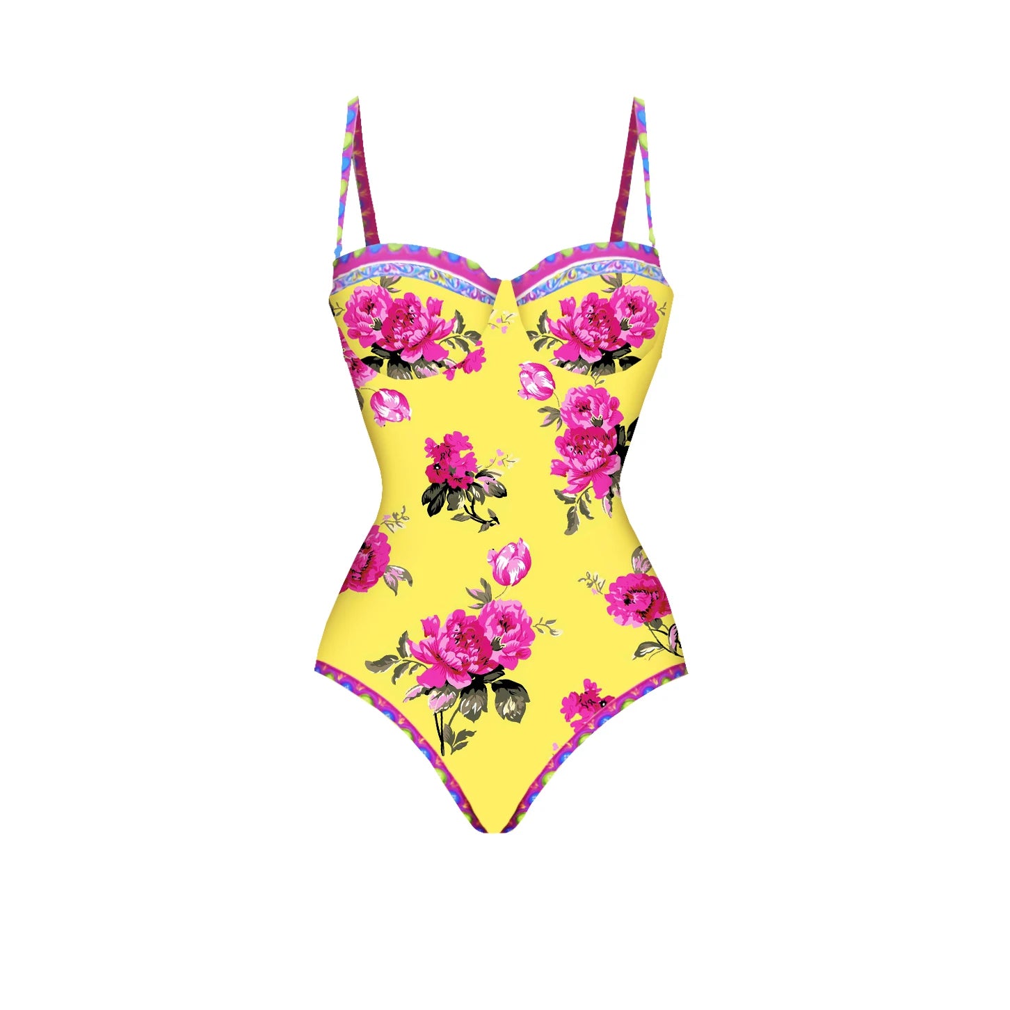 Playful Print Underwire One Piece Swimsuit With Skirt For Beach Summer Fun