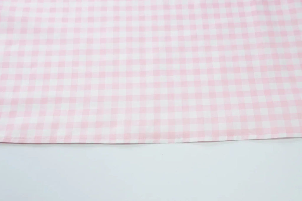 Gingham Square Neck A-Line Midi Dress With Pockets