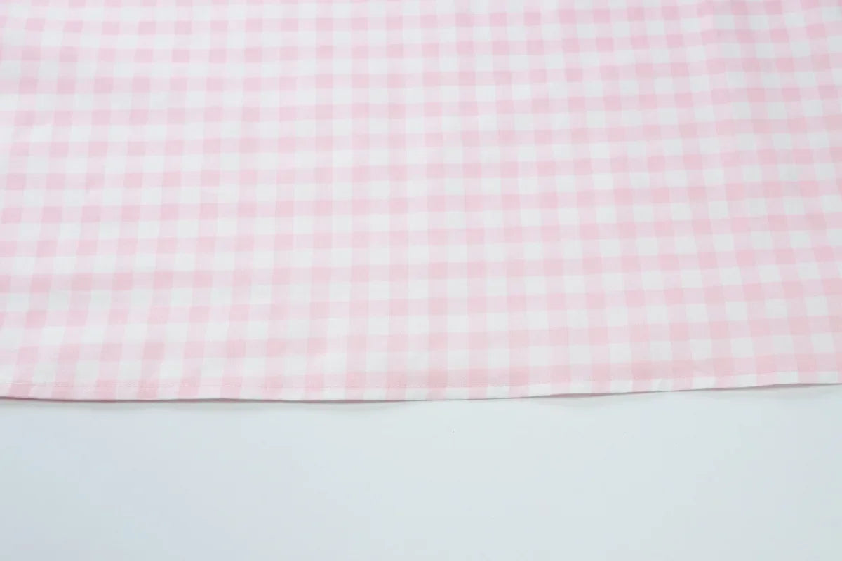 Gingham Square Neck A-Line Midi Dress With Pockets