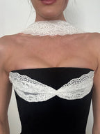Punk Patchwork Mesh Halter Tank Top Y2K Vibe With Lace Up Details