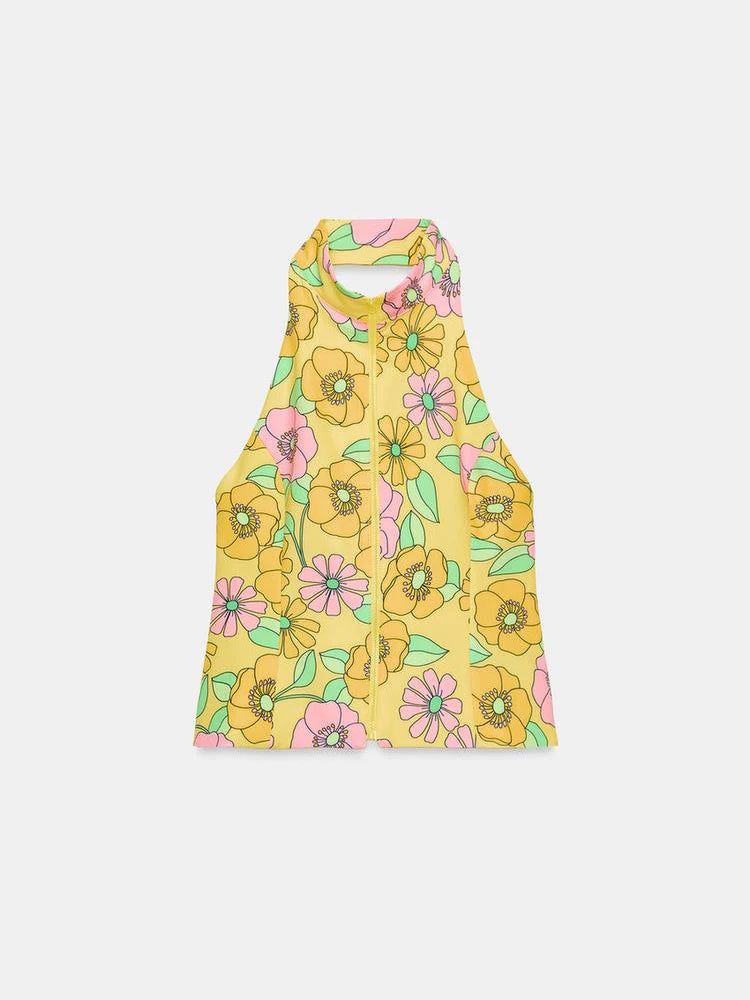 Floral Backless Halter Neck two piece Crop Top And Capris Set