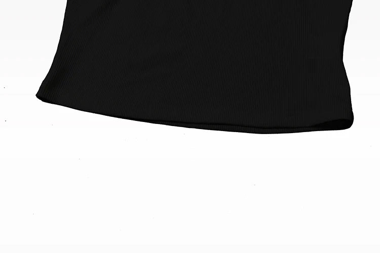 Off Shoulder Metal Buckle Tank Top For Women High Stretch Body Skimming Street Style