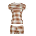 Summer Plaid Short Sleeve Pajama Set