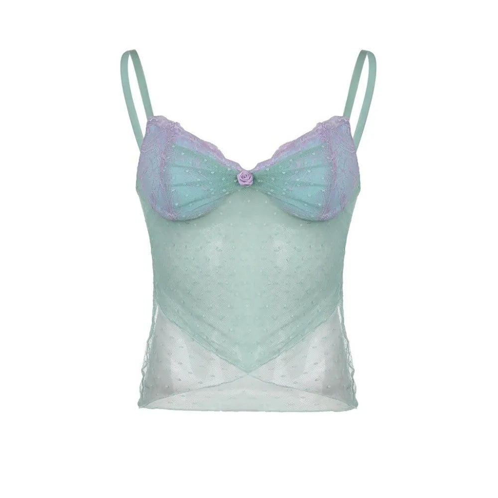 Spicy Girl Style Mesh Camisole Cross Hem Tube Top