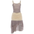 Striped Two Piece Set With Backless Tank Top And Tiered Mini Skirt