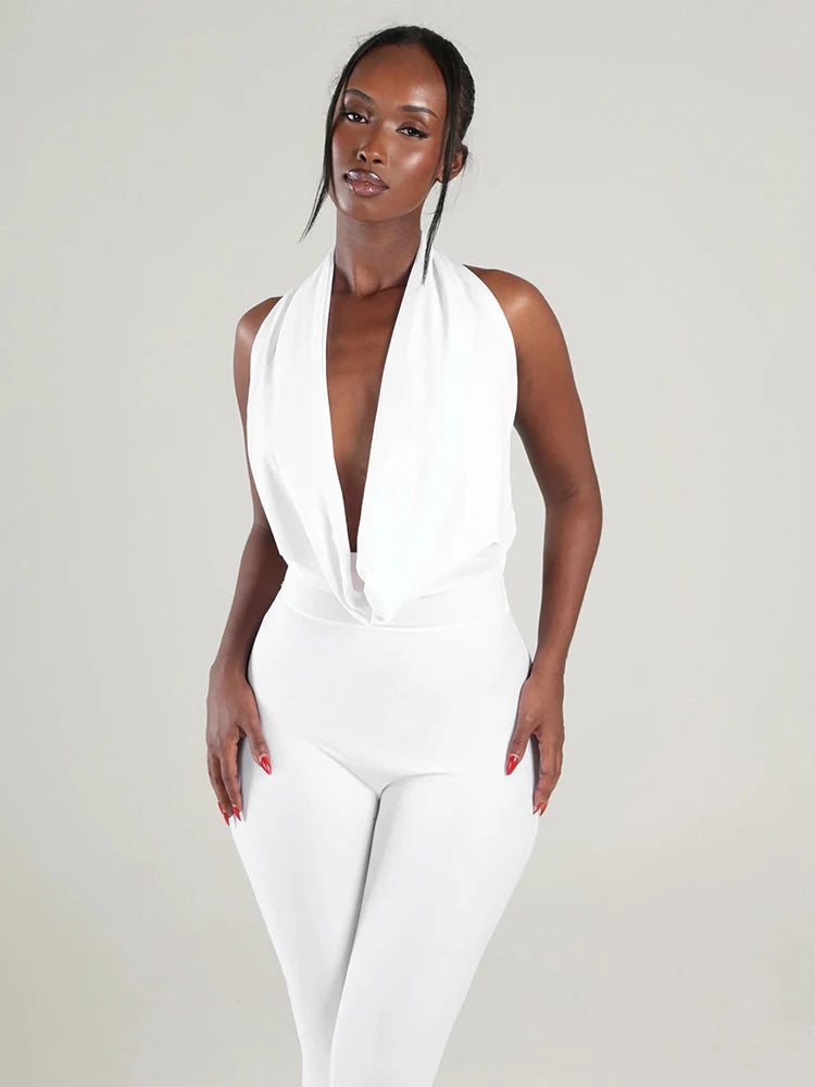 Swing Collar Playsuit Backless Halter Sleeveless Bandage