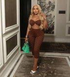 Two Piece Spaghetti Strap Crop Top And Capris Set Sleeveless Backless Look