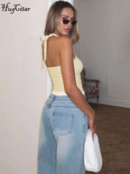 Halter Backless Bandage Crop Top