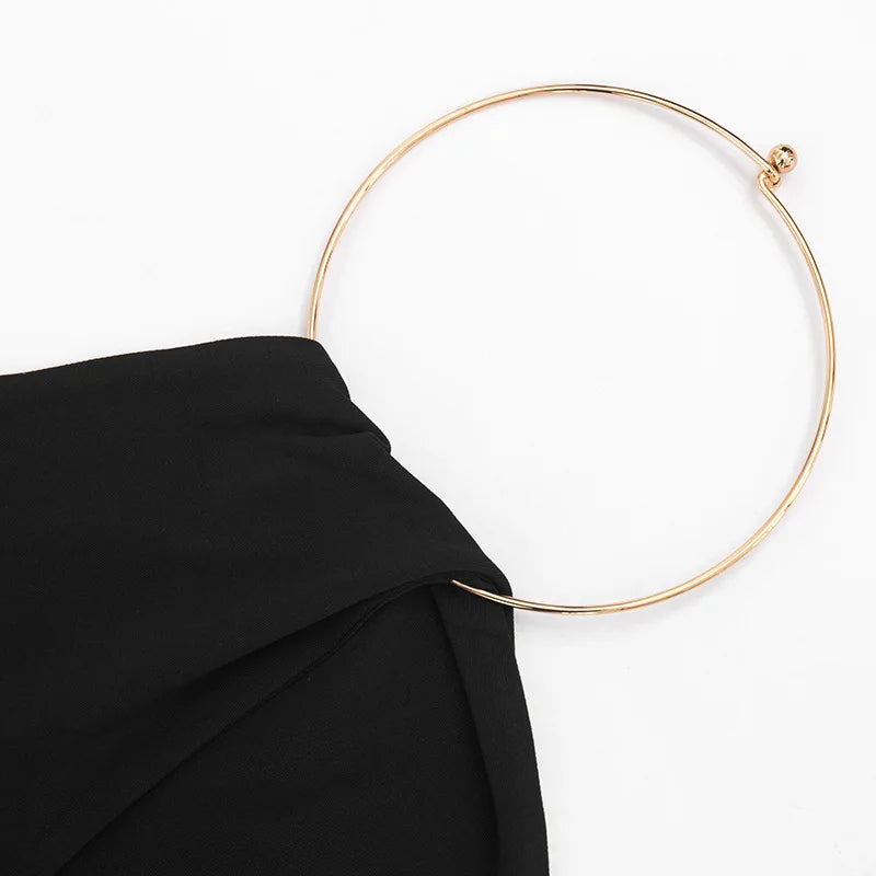 Urban Halter Crop Top And High Waist Capri Set With Metal Ring Detail Two-piece