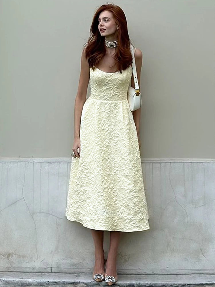 Backless O Neck Sling Maxi Dress A Line Slim