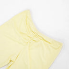 Two Piece Solid Color Set With Deep V Neck Ruched Crop Top And Capri Pants