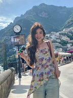 Sweet Backless Print Tank Top With Summer Vibe