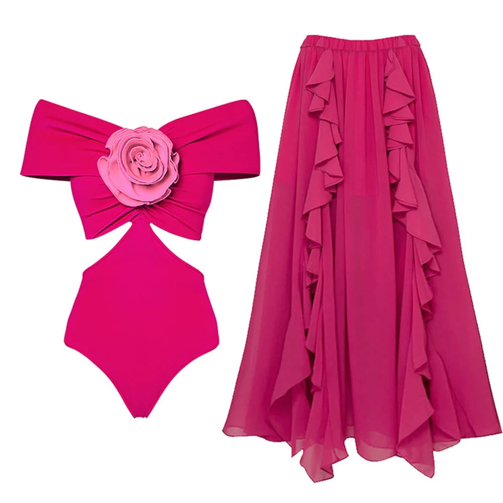 Floral Bikini Set With Cover Up Chic Beachwear