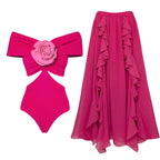 Floral Bikini Set With Cover Up Chic Beachwear
