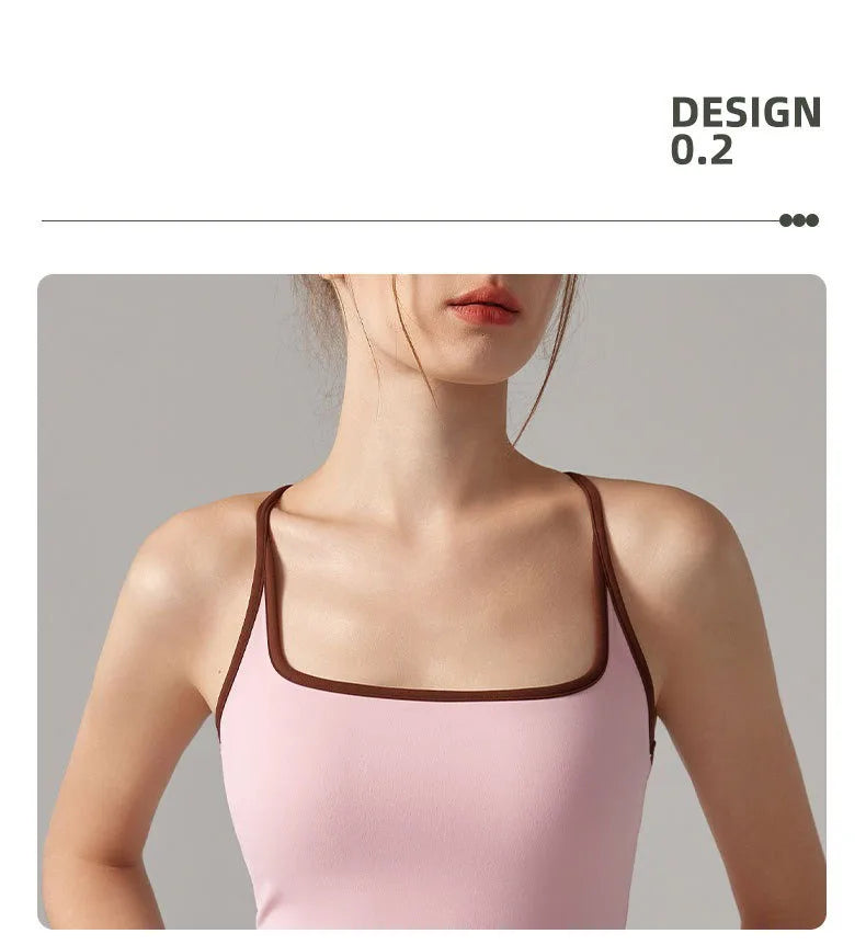 Colorful Yoga Vest With Fixed Chest Pads Women Gym Sleeveless Tank Top For Fitness And Running