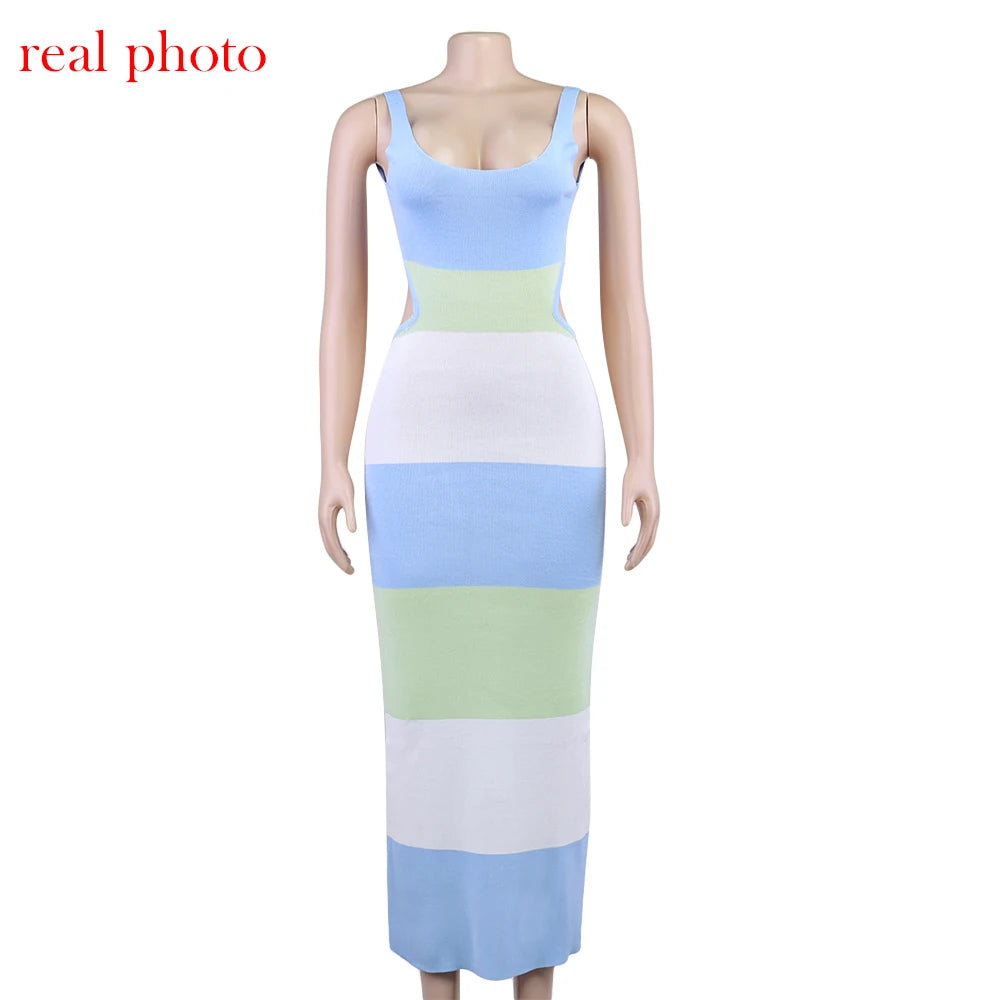 Backless Knit Maxi Dress With Straps